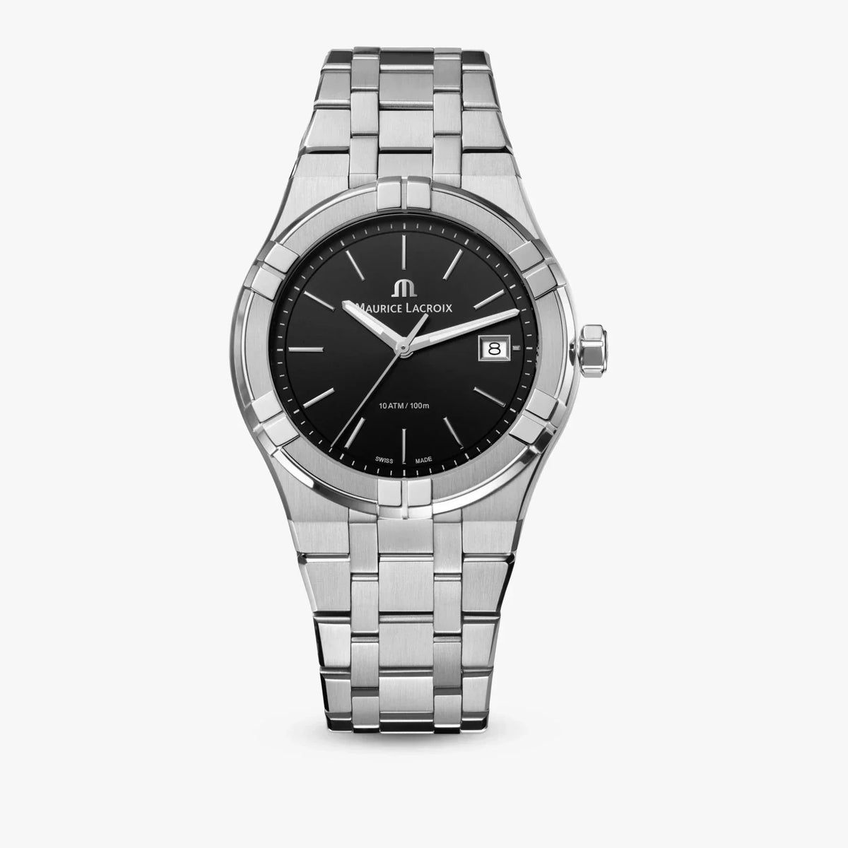 Shop Authentic Maurice Lacroix Aikon Date Quartz Black Dial Silver Steel Strap Watch for Men - AI1108-SS002-330-1 - Luxxuri