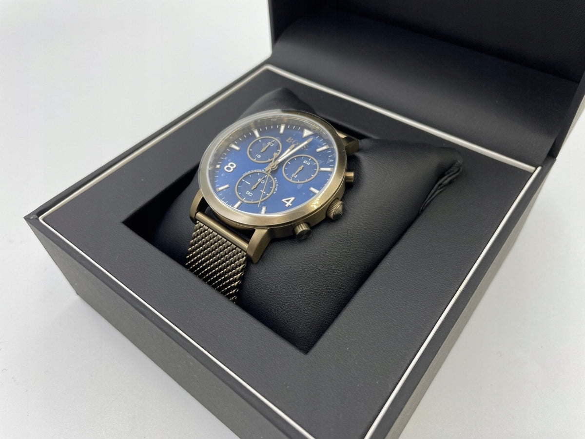 Shop Authentic Hugo Boss Spirit Blue Dial Grey Mesh Bracelet Watch for Men - 1513693 - Luxxuri