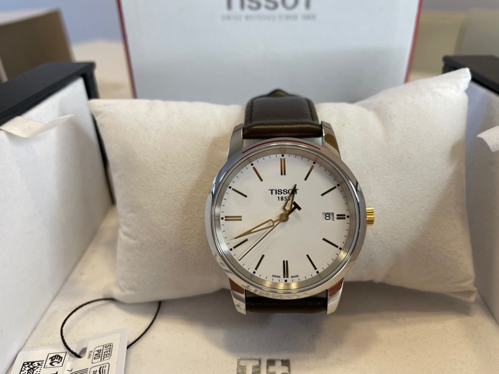 Shop Authentic Tissot T Classic Dream White Dial Brown Leather Strap Watch for Men - T033.410.26.011.01 - Luxxuri