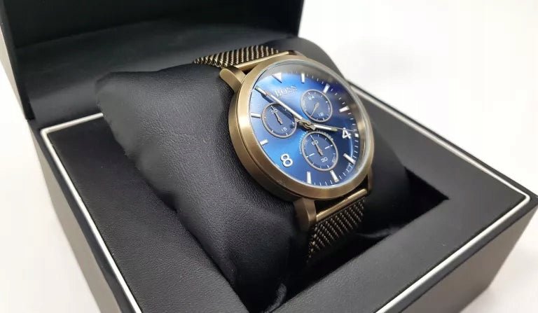 Shop Authentic Hugo Boss Spirit Blue Dial Grey Mesh Bracelet Watch for Men - 1513693 - Luxxuri