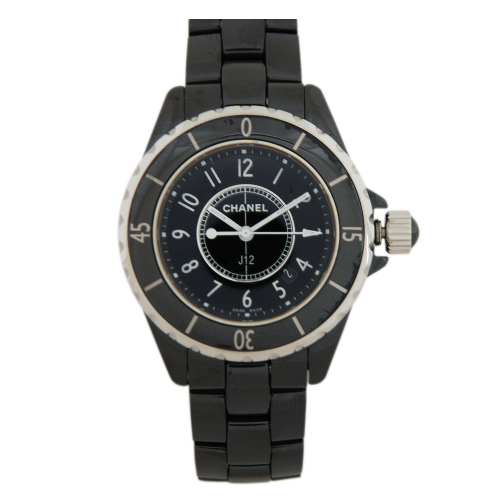 Shop Authentic Chanel J12 Quartz Ceramic Black Dial Black Steel Strap Watch for Women - J12 H0682 - Luxxuri