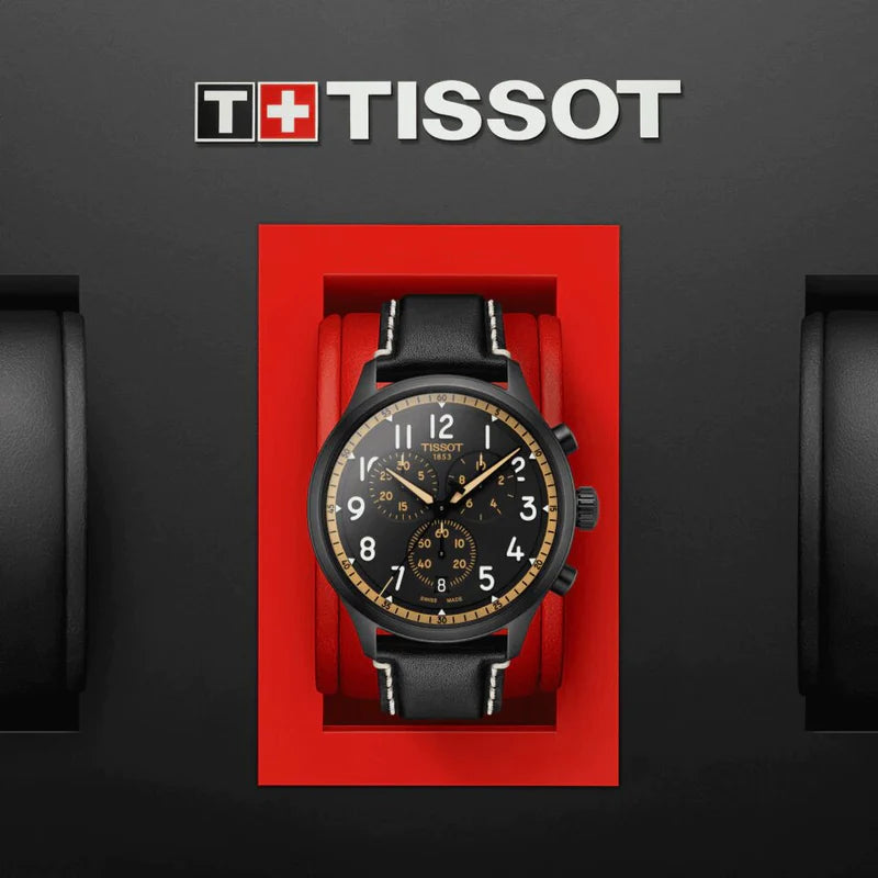 Shop Authentic Tissot Chrono XL Vintage Chronograph Black Dial Black Leather Strap Watch For Men - T116.617.36.052.02 - Luxxuri