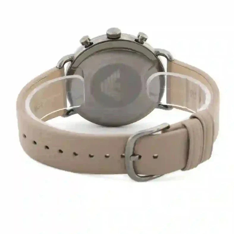 Shop Authentic Emporio Armani Aviator Chronograph Quartz Grey Dial Beige Leather Strap Watch For Men - AR11107 - Luxxuri