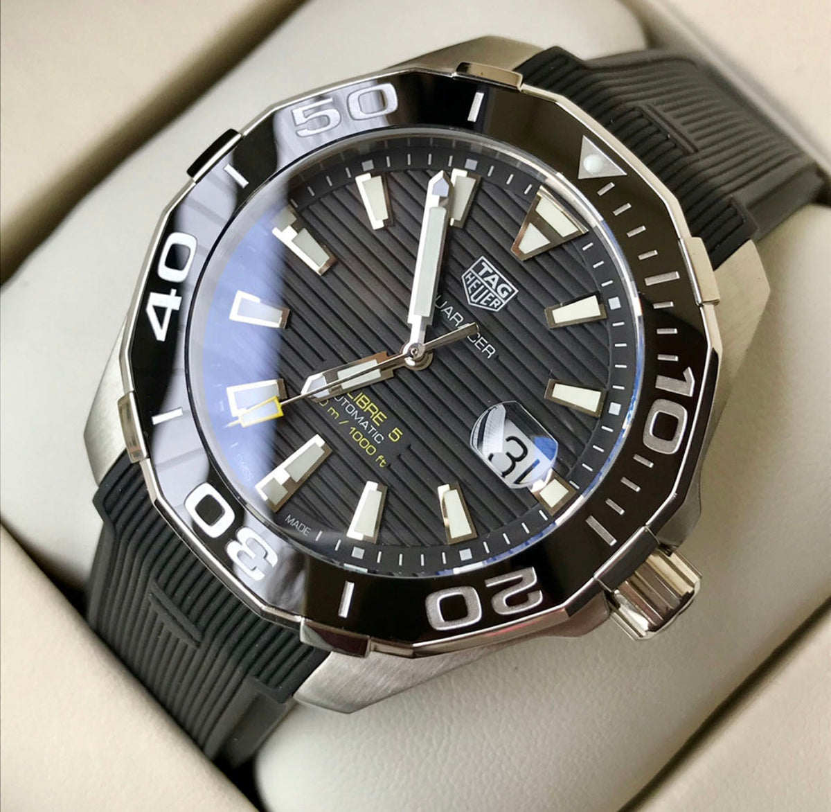 Shop Authentic Tag Heuer Aquaracer Black Dial Watch for Men - WAY201A.FT6142 - Luxxuri