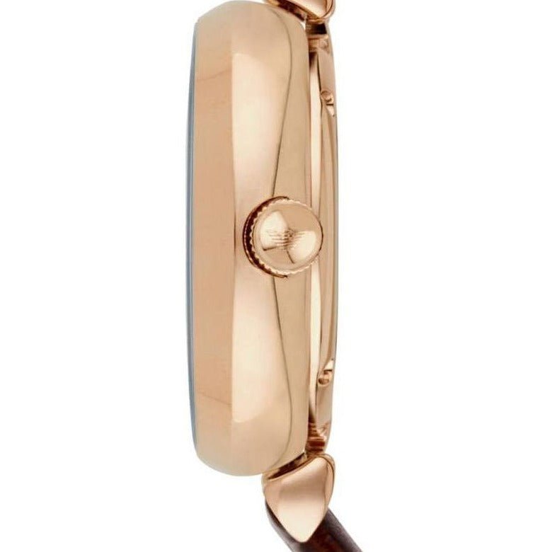 Shop Authentic Emporio Armani Meccanico Skeleton Mother of Pearl Dial Brown Leather Strap Watch For Women - AR1993 - Luxxuri