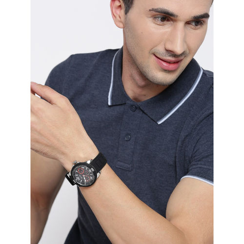 Shop Authentic Guess Tread Black Dial Black Rubber Strap Watch for Men - W0967G1 - Luxxuri