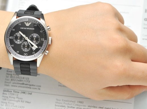 Shop Authentic Emporio Armani Sportivo Black Dial Two Tone Ceramic Bracelet Watch For Men - AR5866 - Luxxuri