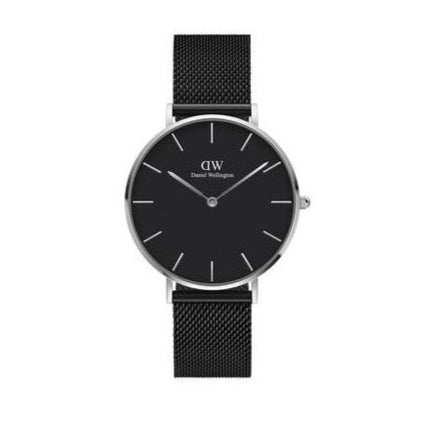 Shop Authentic Daniel Wellington Petite Ashfield Black Dial Black Mesh Strap Watch For Women - DW00100308 - Luxxuri