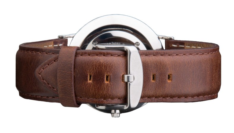 Shop Authentic Daniel Wellington Classic Bristol White Dial Brown Leather Strap Watch For Women - DW00100056 - Luxxuri