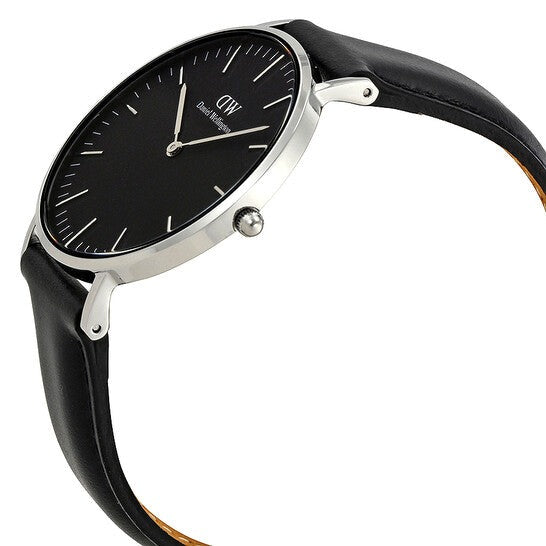Shop Authentic Daniel Wellington Classic Sheffield Black Dial Black Leather Strap Watch For Women - DW00100145 - Luxxuri