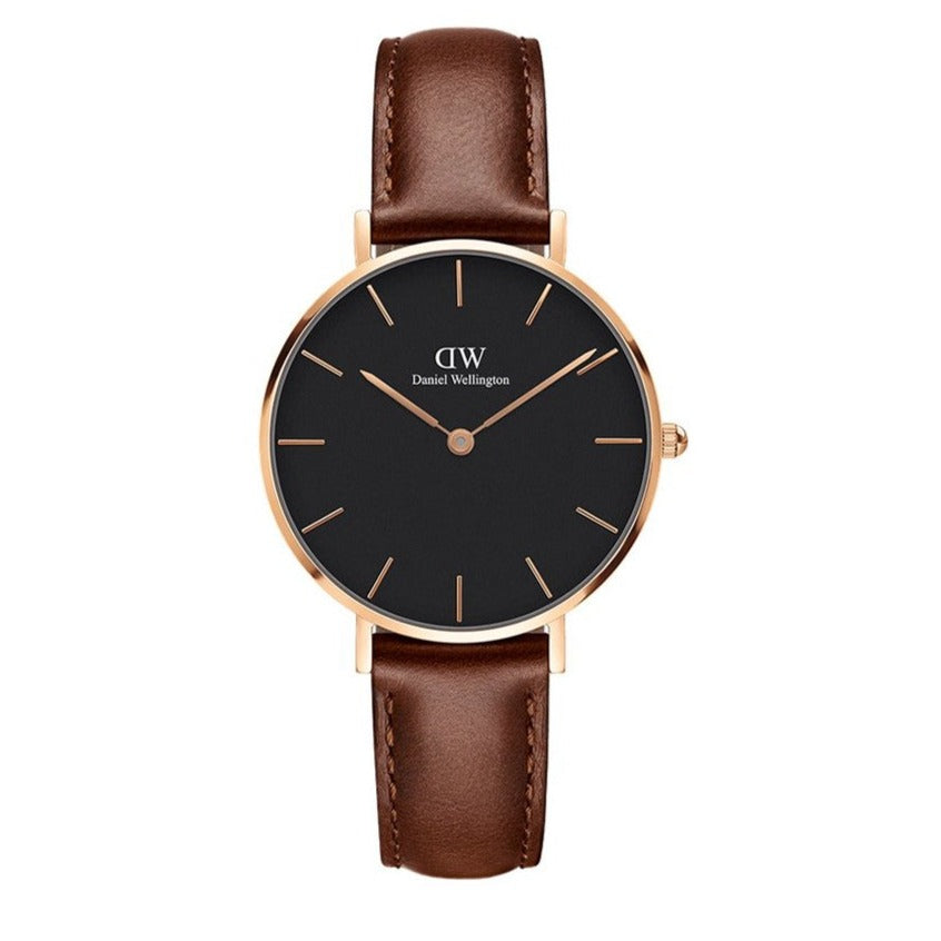 Shop Authentic Daniel Wellington Petite St Mawes Black Dial Brown Leather Strap Watch For Women - DW00100169 - Luxxuri