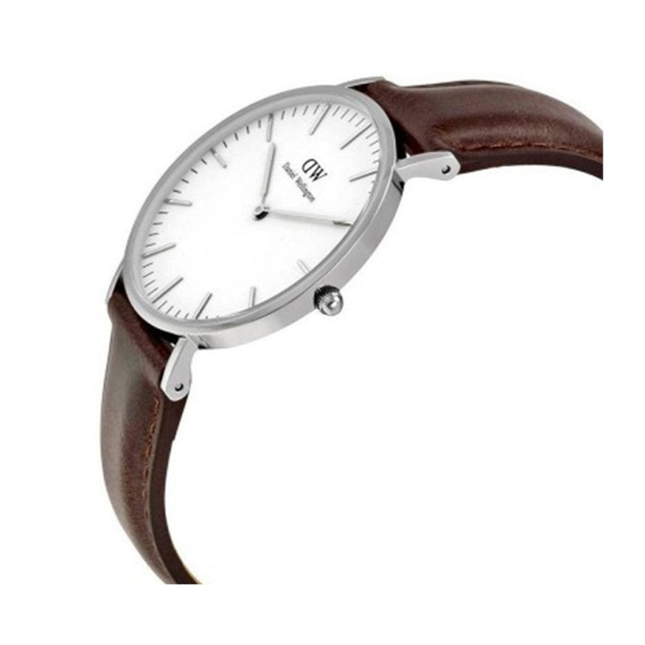 Shop Authentic Daniel Wellington Classic Bristol White Dial Brown Leather Strap Watch For Women - DW00100056 - Luxxuri