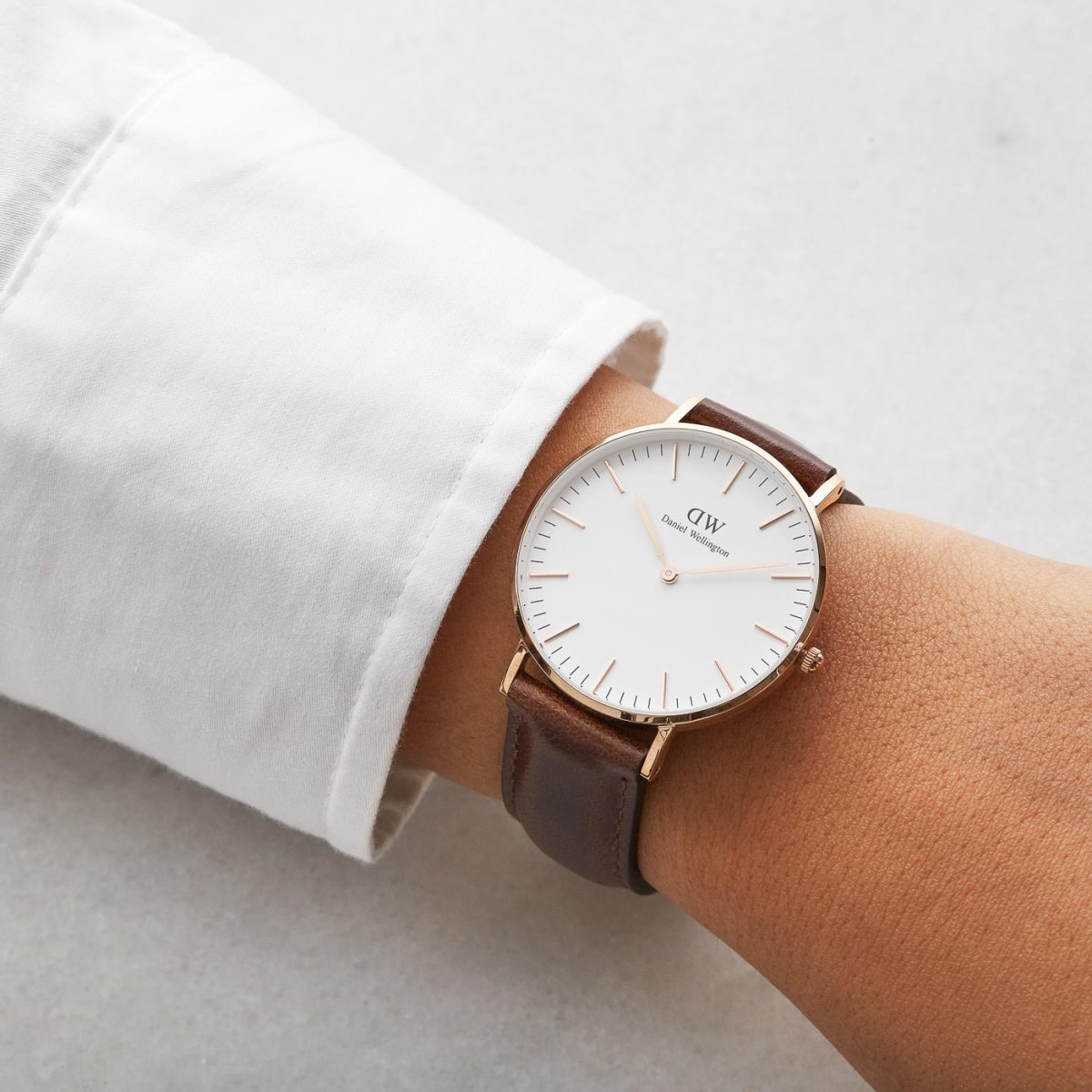 Shop Authentic Daniel Wellington Classic Bristol White Dial Brown Leather Strap Watch For Women - DW00100039 - Luxxuri