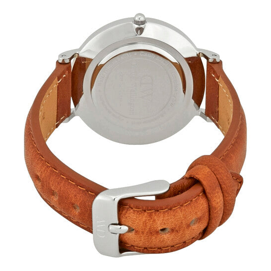 Shop Authentic Daniel Wellington Petite Sterling Black Dial Brown Leather Strap Watch For Women - DW00100178 - Luxxuri