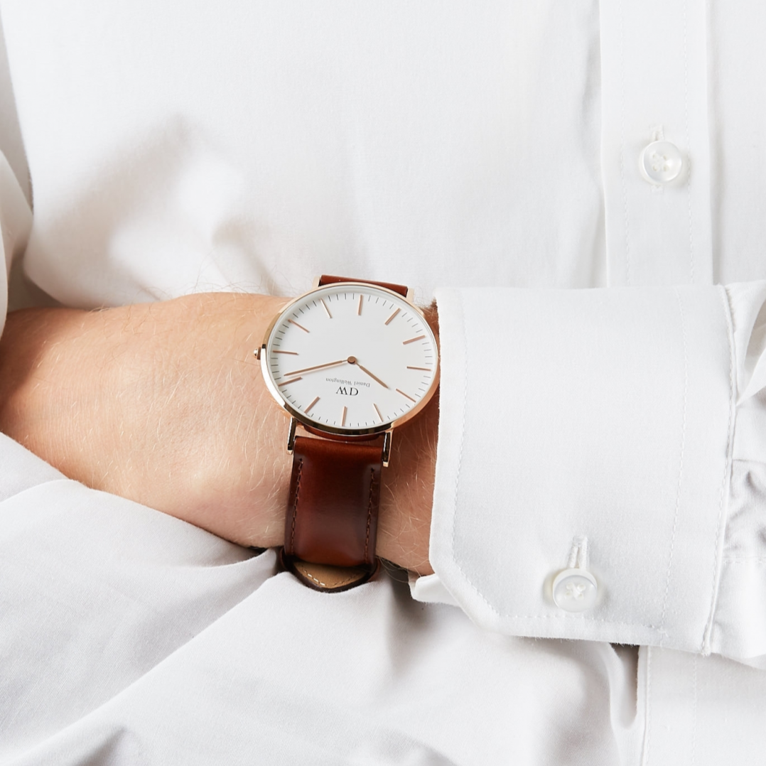 Shop Authentic Daniel Wellington Classic St Mawes White Dial Brown Leather Strap Watch For Men - DW00100006 - Luxxuri
