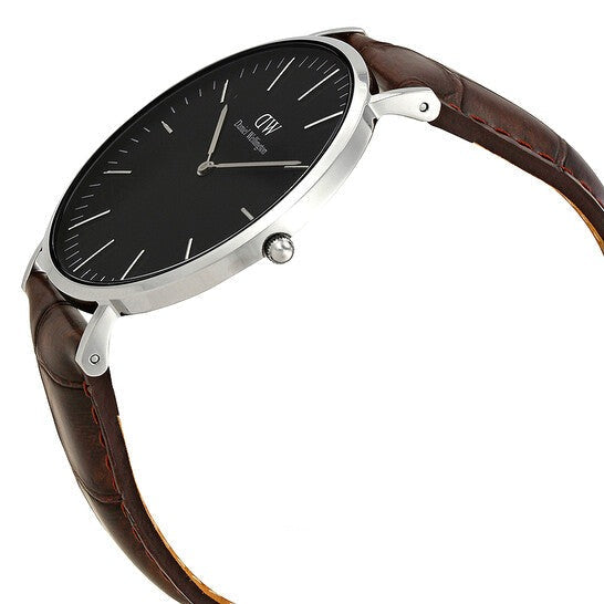 Shop Authentic Daniel Wellington Classic York Black Dial Brown Leather Strap Watch For Men - DW00100134 - Luxxuri