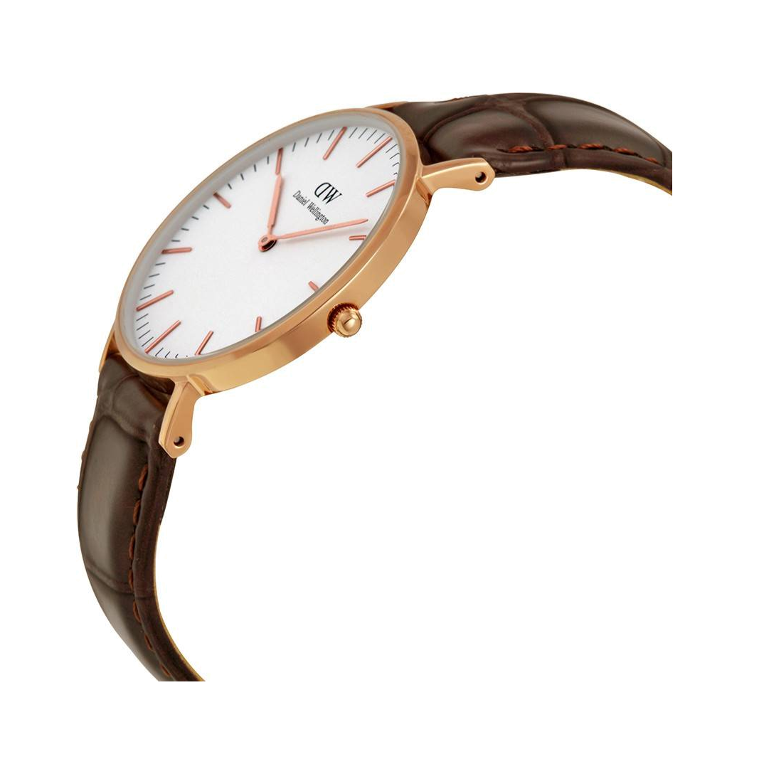 Shop Authentic Daniel Wellington Classic York White Dial Brown Leather Strap Watch For Women - DW00100038 - Luxxuri