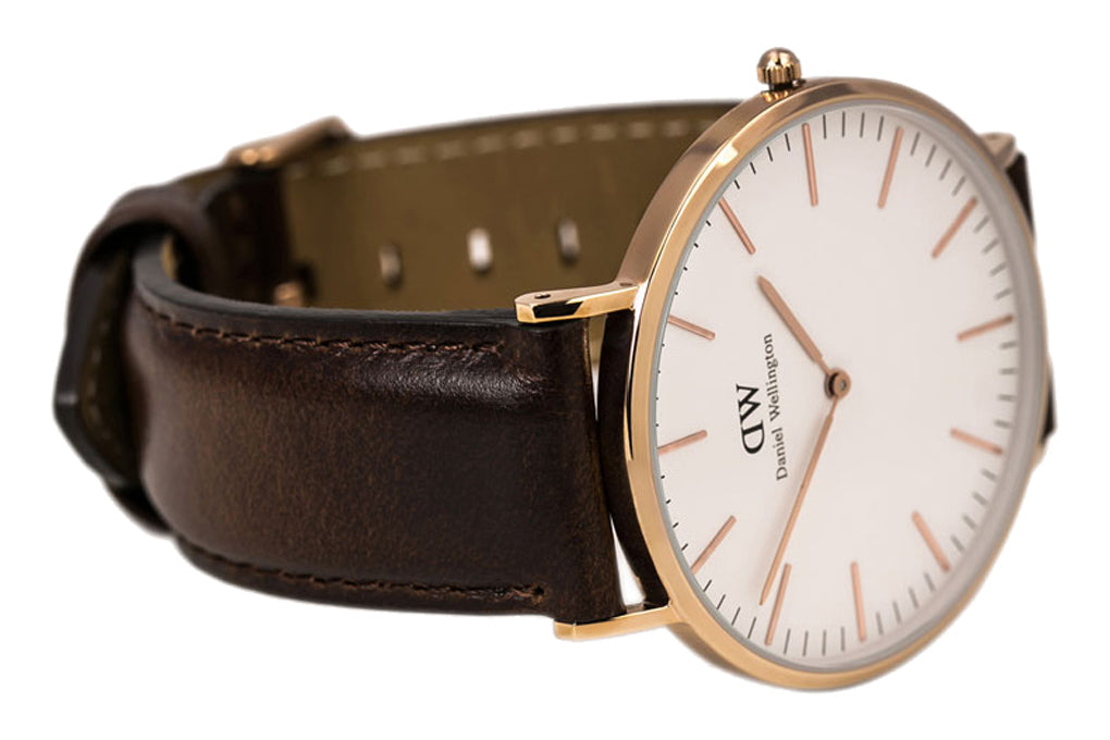 Shop Authentic Daniel Wellington Classic Bristol White Dial Brown Leather Strap Watch For Men - DW00100009 - Luxxuri
