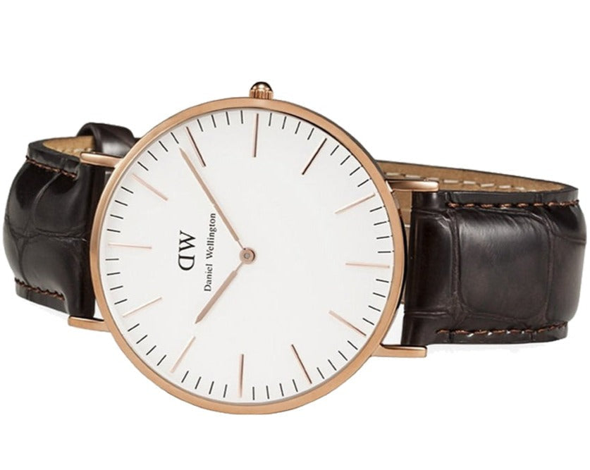 Shop Authentic Daniel Wellington Classic York White Dial Brown Leather Strap Watch For Women - DW00100038 - Luxxuri