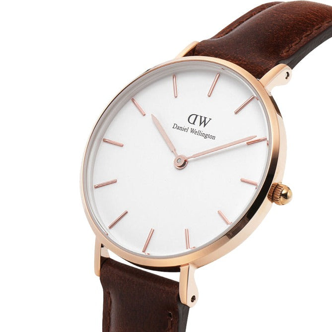 Shop Authentic Daniel Wellington Petite St Mawes White Dial Brown Leather Strap Watch For Women - DW00100175 - Luxxuri