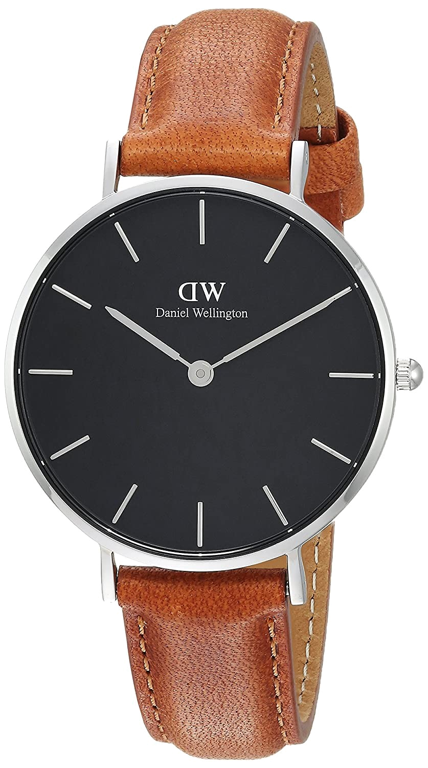 Shop Authentic Daniel Wellington Petite Sterling Black Dial Brown Leather Strap Watch For Women - DW00100178 - Luxxuri