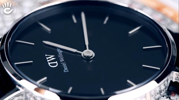 Shop Authentic Daniel Wellington Petite Sheffield Black Dial Black Leather Strap Watch For Women - DW00100180 - Luxxuri