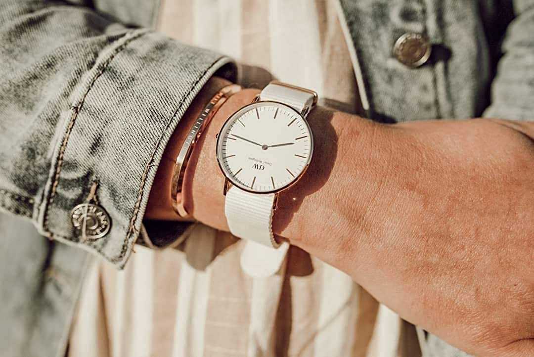 Shop Authentic Daniel Wellington Classic Dover White Dial White Nylon Strap Watch For Women - DW00100309 - Luxxuri