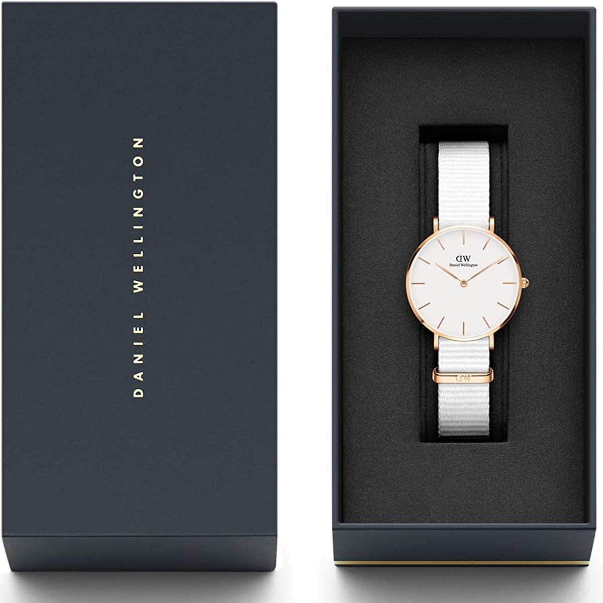 Shop Authentic Daniel Wellington Classic Petite Dover White Dial White Nylon Strap Watch For Women - DW00100311 - Luxxuri