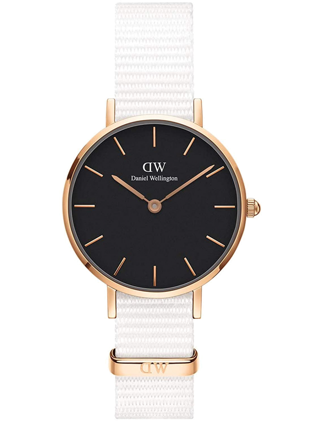 Shop Authentic Daniel Wellington Classic Petite Dover Black Dial White NATO Strap Watch For Women - DW00100312 - Luxxuri