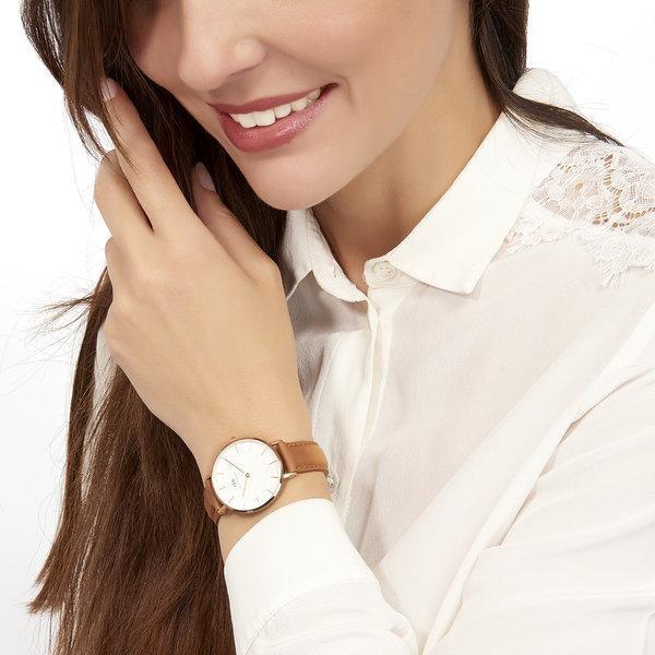 Shop Authentic Daniel Wellington Petite Durham White Dial Brown Leather Strap Watch For Women - DW00100172 - Luxxuri