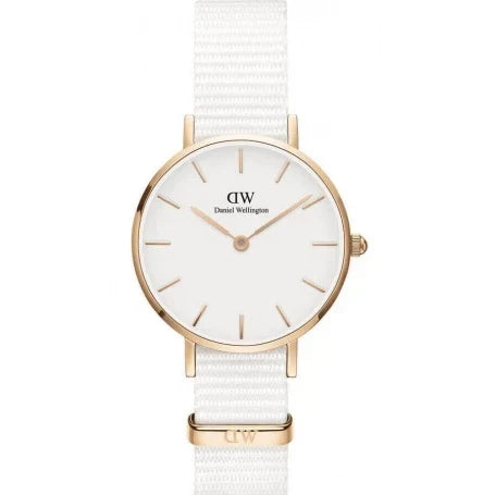 Shop Authentic Daniel Wellington Classic Petite Dover White Dial White Nylon Strap Watch For Women - DW00100311 - Luxxuri