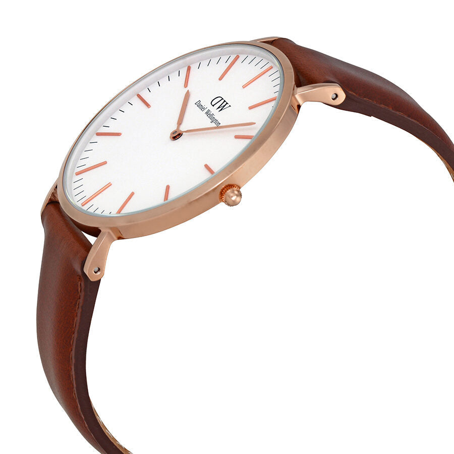Shop Authentic Daniel Wellington Classic St Mawes White Dial Brown Leather Strap Watch For Men - DW00100006 - Luxxuri