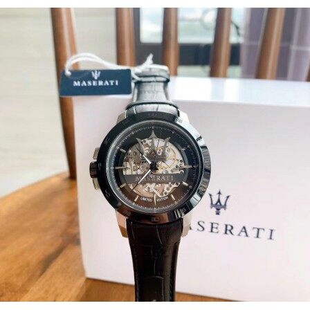 Shop Authentic Maserati Automatic Black Dial Black Leather Strap Watch For Men - R8821119007 - Luxxuri