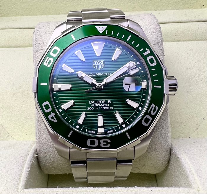 Shop Authentic Tag Heuer Aquaracer Green Dial Watch for Men - WAY201S.BA0927 - Luxxuri