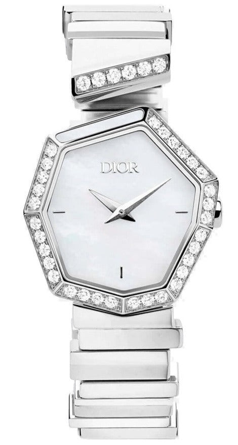 Shop Authentic Dior Gem Dior Mother of Pearl Diamonds White Dial White Leather Strap Watch for Women - CD18111X1006 - Luxxuri
