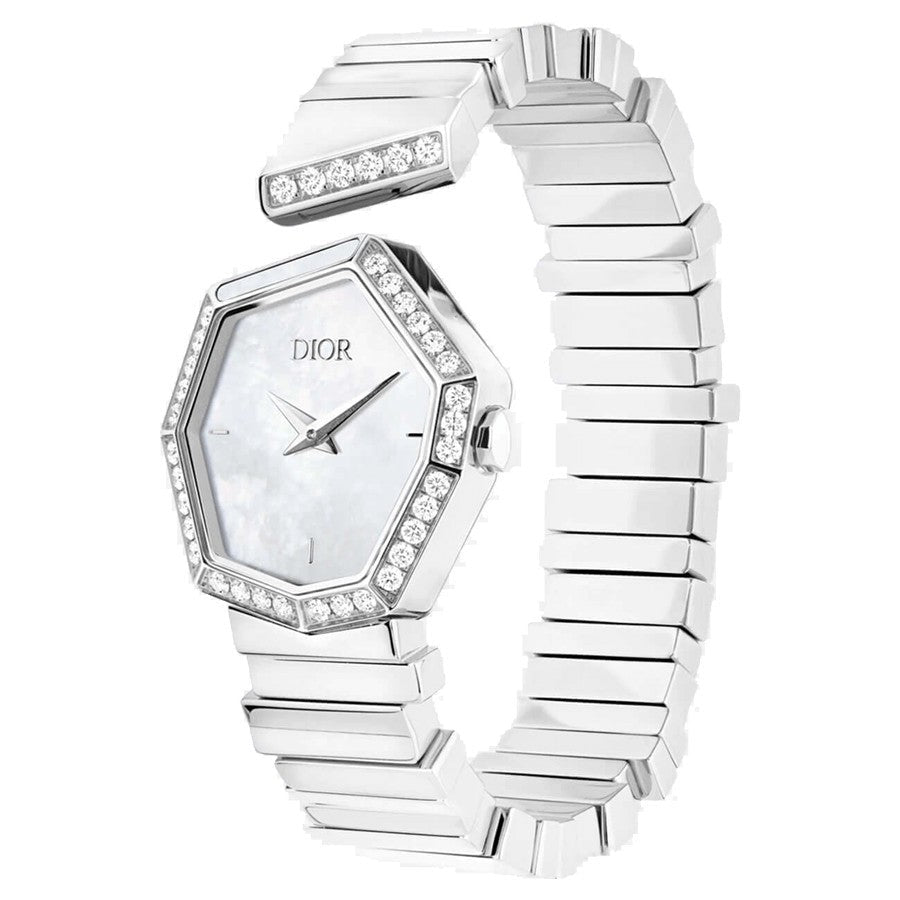 Shop Authentic Dior Gem Dior Mother of Pearl Diamonds White Dial White Leather Strap Watch for Women - CD18111X1006 - Luxxuri