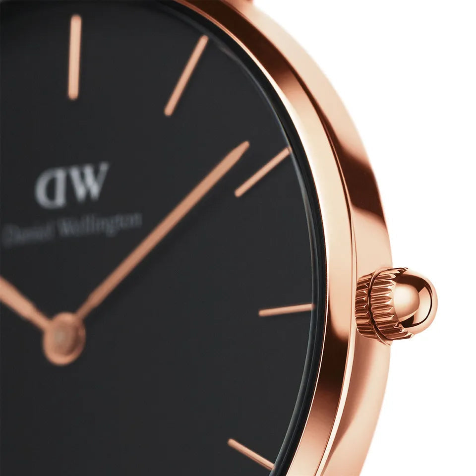 Shop Authentic Daniel Wellington Classic Petite Dover Black Dial White NATO Strap Watch For Women - DW00100314 - Luxxuri