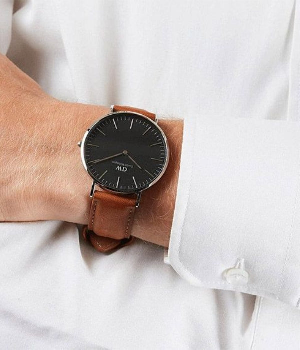Shop Authentic Daniel Wellington Classic St Mawes Black Dial Brown Leather Strap Watch For Men - DW00100130 - Luxxuri