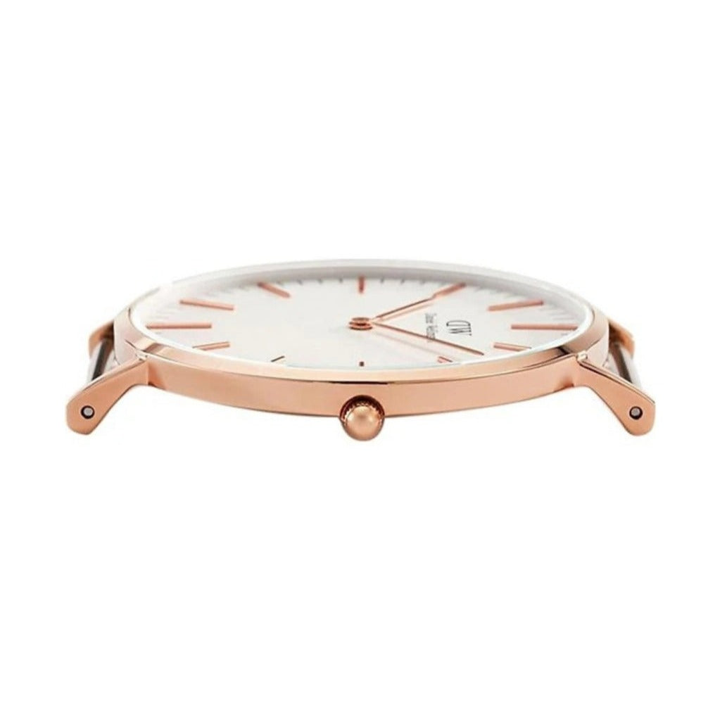 Shop Authentic Daniel Wellington Classic Suffolk White Dial Brown Leather Strap Watch For Women - DW00100120 - Luxxuri
