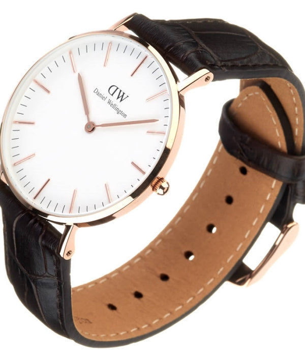 Shop Authentic Daniel Wellington Classic York White Dial Brown Leather Strap Watch For Women - DW00100038 - Luxxuri