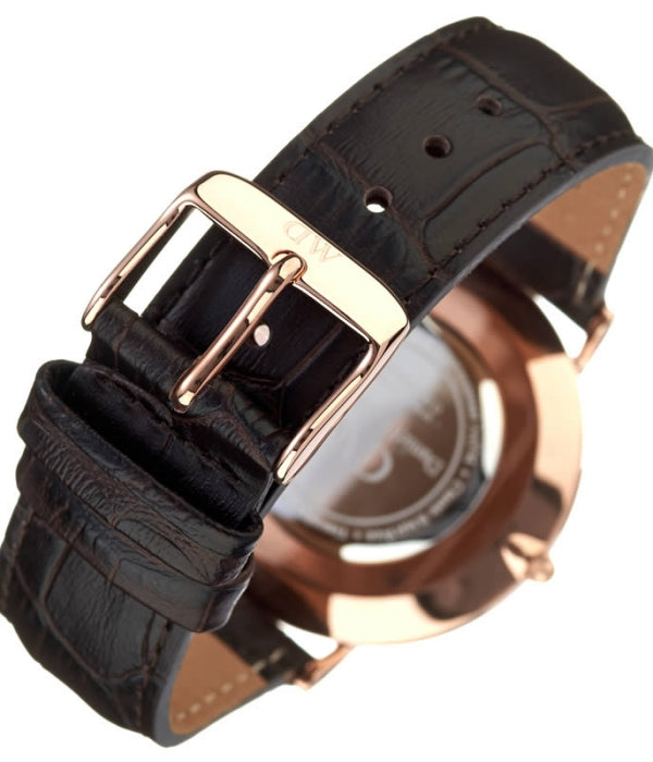 Shop Authentic Daniel Wellington Classic York White Dial Brown Leather Strap Watch For Women - DW00100038 - Luxxuri