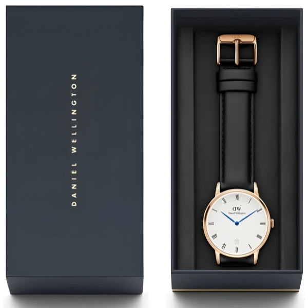 Shop Authentic Daniel Wellington Classic Sheffield White Dial Black Leather Strap Watch For Men - DW00100084 - Luxxuri
