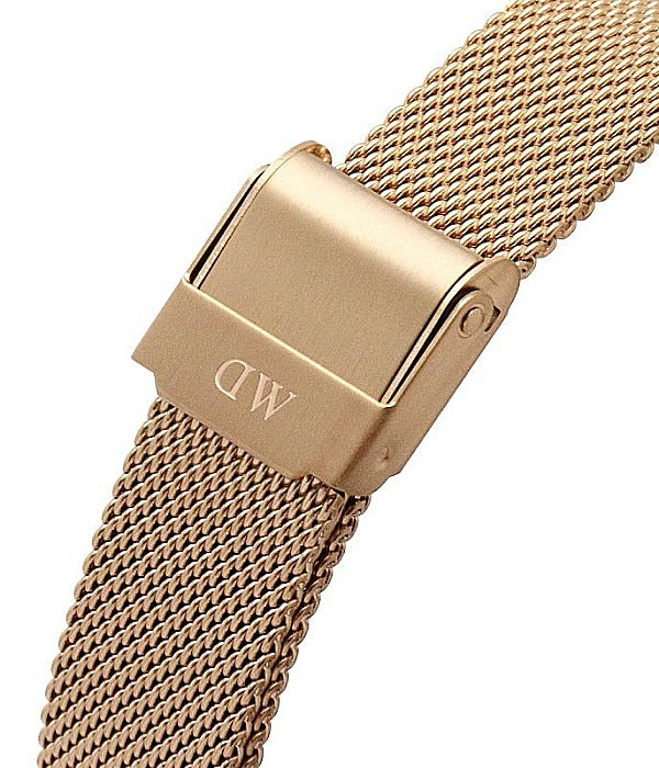Shop Authentic Daniel Wellington Petite Pressed Melrose White Dial Gold Mesh Bracelet Watch For Women - DW00100447 - Luxxuri