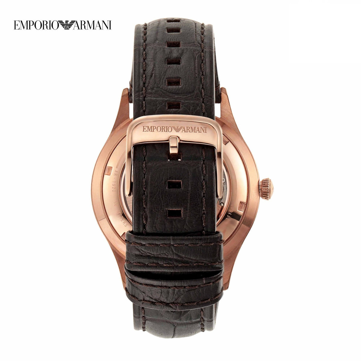 Shop Authentic Emporio Armani Meccanico White Dial Brown Leather Strap Watch For Men - AR1920 - Luxxuri