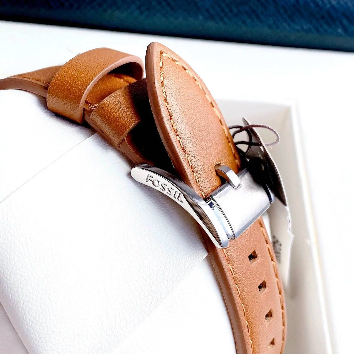 Shop Authentic Fossil Inscription Multifunction Silver Dial Brown Leather Strap Watch for Men - BQ2658 - Luxxuri