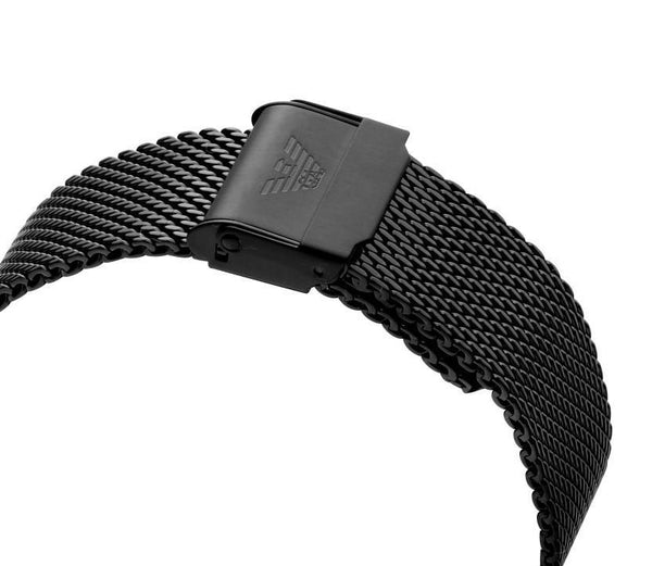 Shop Authentic Emporio Armani Aviator Black Dial Black Mesh Bracelet Watch For Men - AR11142 - Luxxuri