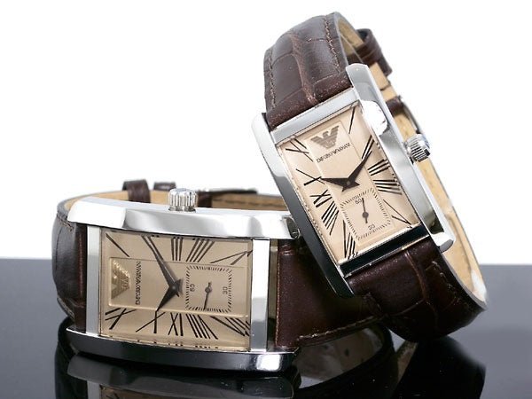 Shop Authentic Emporio Armani Classic Beige Dial Brown Leather Strap Watch For Men - AR0154 - Luxxuri