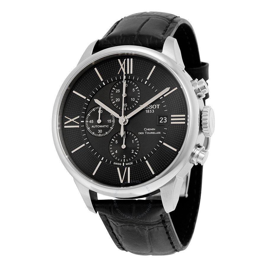 Shop Authentic Tissot T Classic Chemin Des Tourelles Chronograph Black Dial Black Leather Strap Watch For Men - T099.427.16.058.00 - Luxxuri