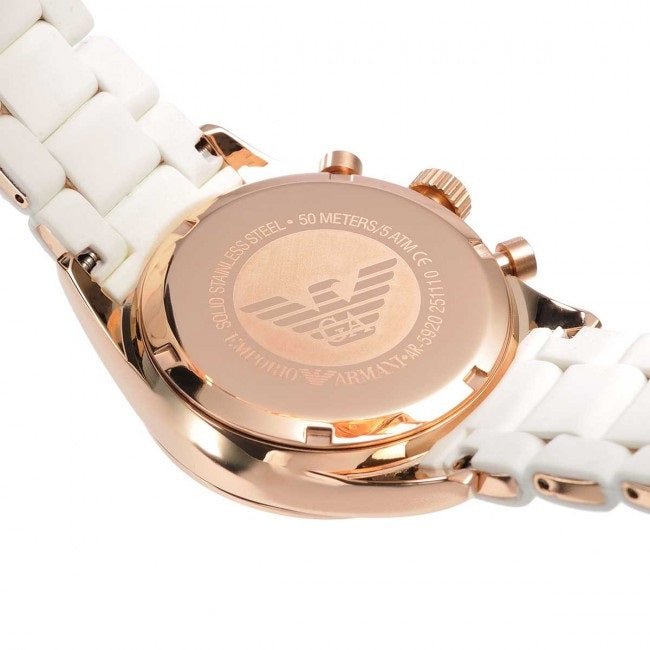 Shop Authentic Emporio Armani Sportivo Silver Dial White Silicone Strap Watch For Women - AR5920 - Luxxuri