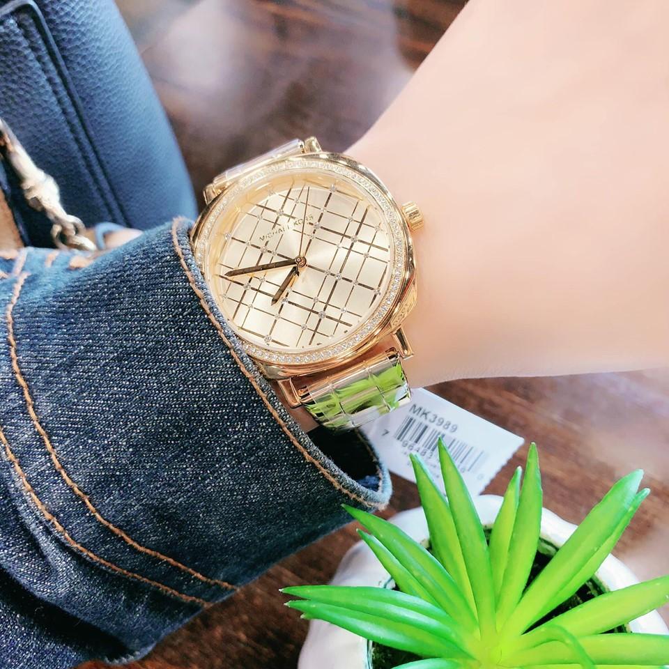 Shop Authentic Michael Kors Nia Quartz Gold Dial Gold Steel Strap Watch For Women - MK3989 - Luxxuri
